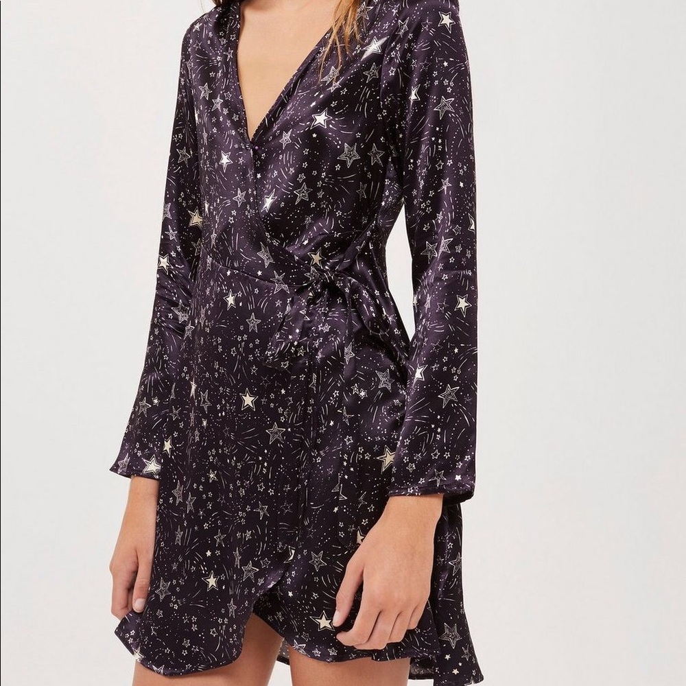 Topshop star print wrap dress